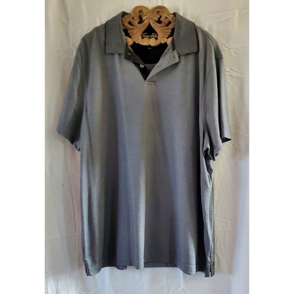 Tasso Elba Polo Shirt Mens Size XXL Supima Cotton Heathered Gray Collared - Picture 1 of 3